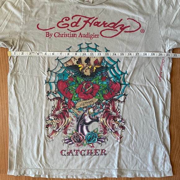 ❤️ Ed Hardy by Christian Audigier Logo Tee Size Large - Picture 6 of 10